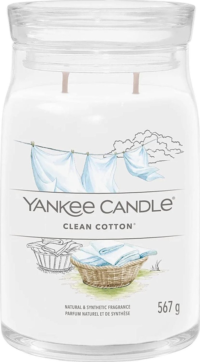 Yankee Candle vonná svíčka Signature ve skle velká Clean Cotton 567 g