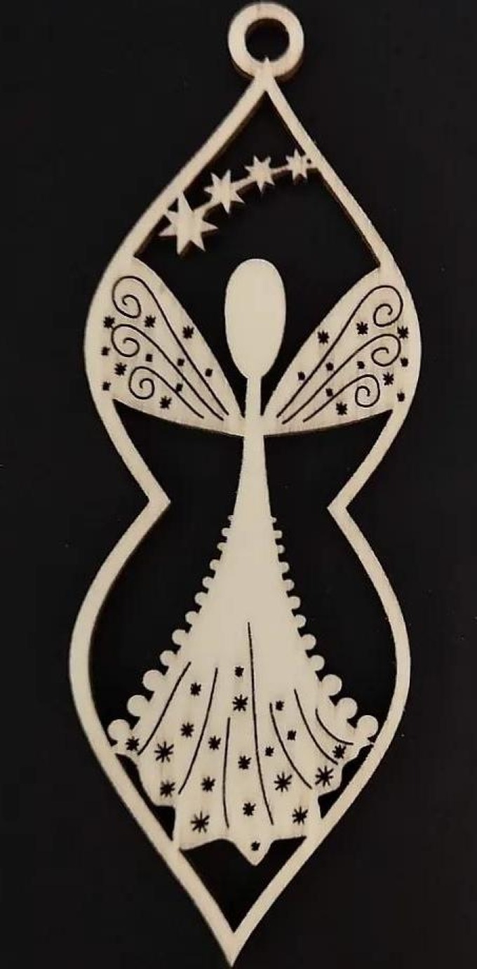 AMADEA Dřevěná ozdoba s andělem 10 cm