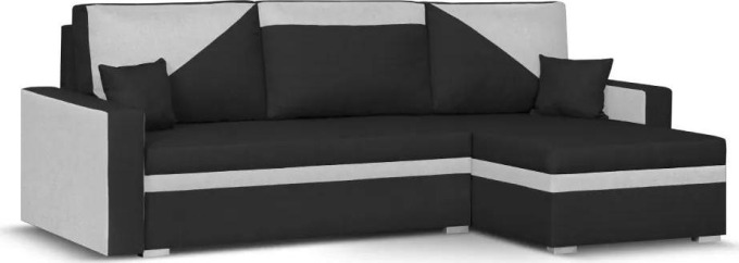 Rozkládací rohová sedací souprava s funkcí spaní a úložným prostorem na ložní soupravu, černá/šedá
