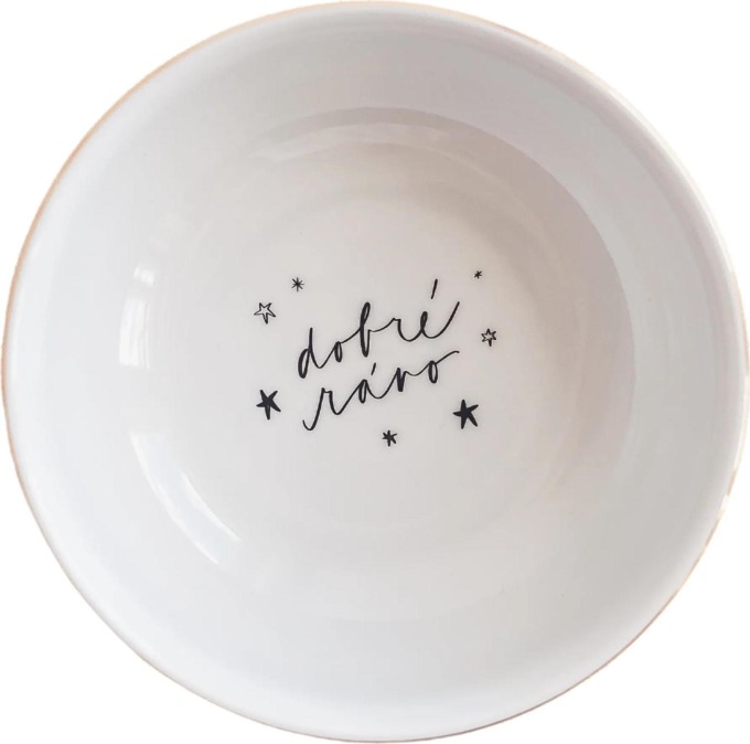 Bella Rose Porcelánová miska Dobré ráno, bílá barva, zlatá barva, porcelán
