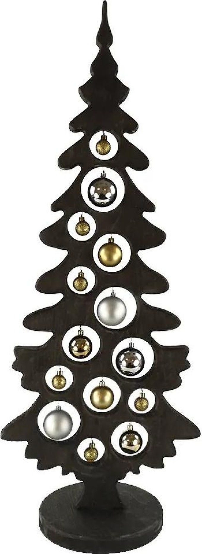 AMADEA Dekorace vánoční strom na podstavci s koulemi mořený 100 x 40 cm, český výrobek