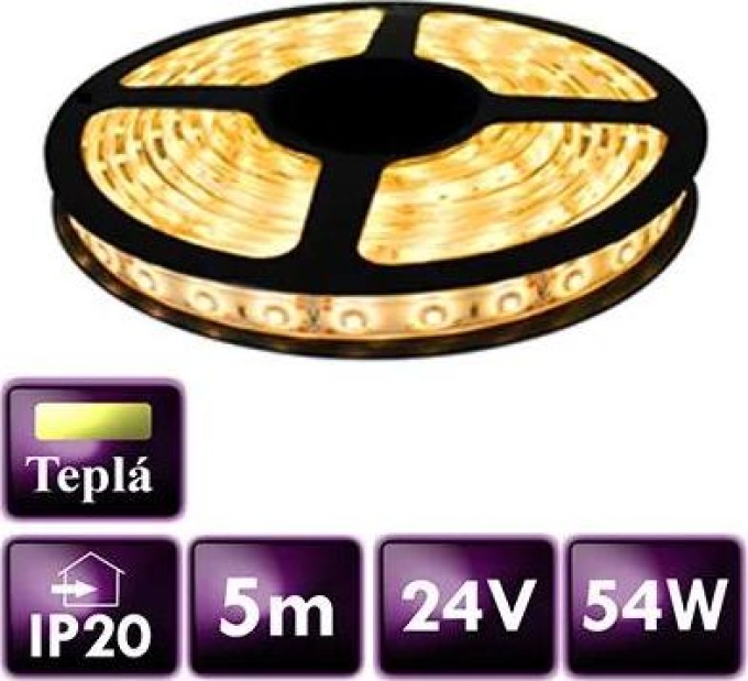 ECOLIGHT LED pásek - SMD 2835 - 5m - 60LED/m - 10,8W/m - 24V - IP20 - teplá bílá