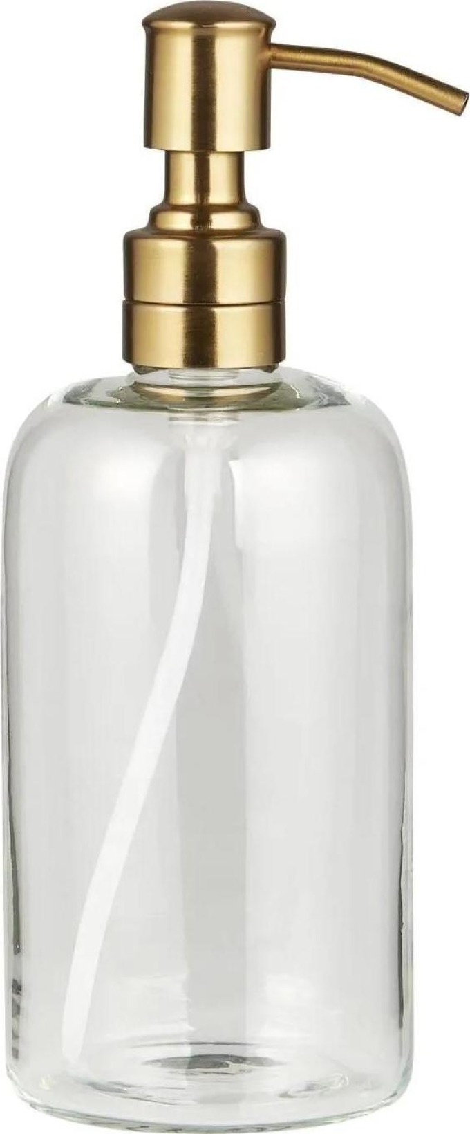 IB LAURSEN Skleněný dávkovač na mýdlo Brass Small, čirá barva, sklo