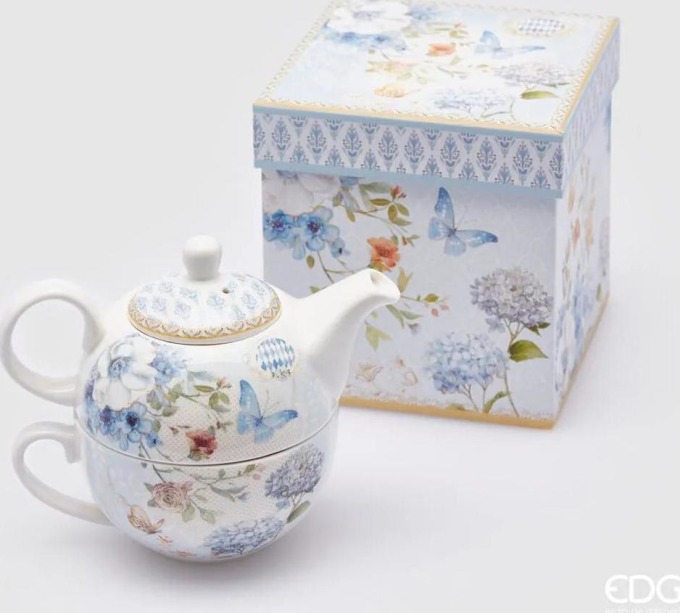 Porcelánová souprava čaj pro jednoho Butterfly, 13x12 cm