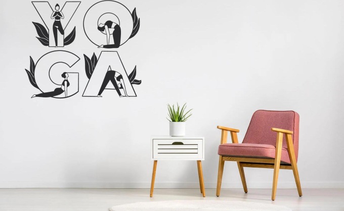 Lepy.cz Samolepka na zeď Jóga Velikost (šířka x výška): 95x80cm, Barevná varianta: Světle růžová