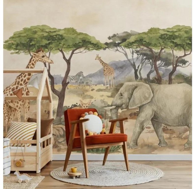 Tapeta do dětského pokoje Safari Výška tapety: 300 cm