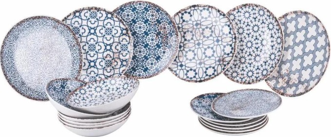 VILLA D’ESTE HOME TIVOLI Porcelánová jídelní sada Kasbah 18 ks, různé dekory