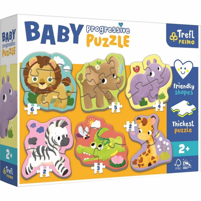 Trefl Baby puzzle Safari, 6v1 (2-6 dílků)