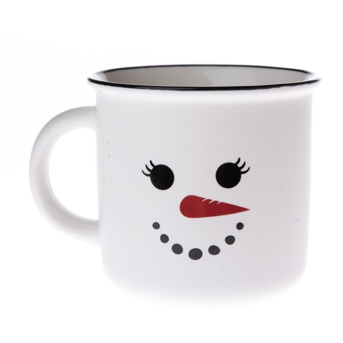 Vánoční porcelánový hrnek Snowman´s face bílá, 380 ml