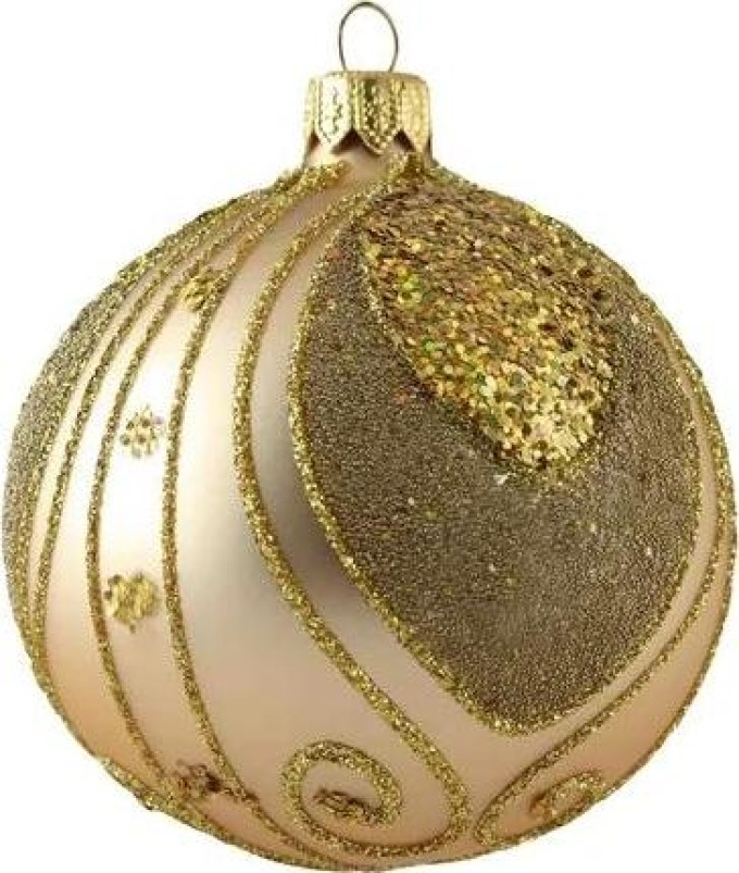 Skleněná vánoční baňka zlatá dekor