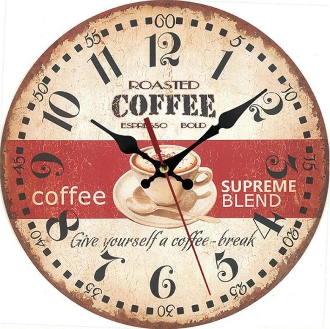 Živá Zeď Dřevěné nástěnné hodiny Ranní káva