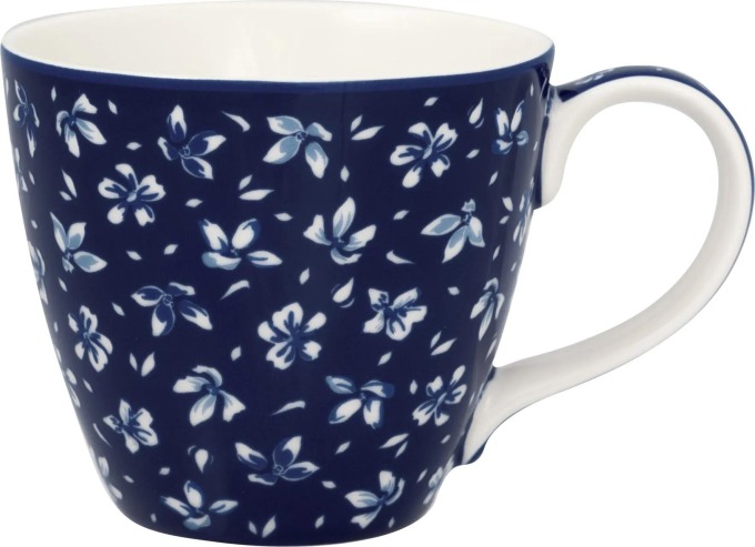 GREEN GATE Hrnek Layla Dahla Blue 300 ml, modrá barva, porcelán