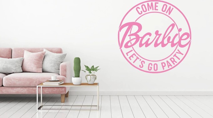 Lepy.cz Samolepka na zeď Barbie - Párty Velikost (šířka x výška): 40x40cm, Barevná varianta: Světle červená