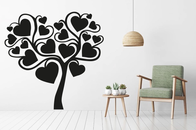 Lepy.cz Samolepka na zeď Strom - srdce Velikost (šířka x výška): 50x49cm, Barevná varianta: Tyrkysová modrá