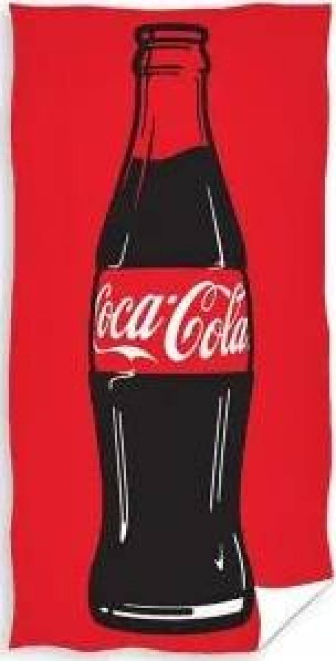 Froté osuška s nestárnoucím symbolem Coca Cola plnými doušky, rozměry 70 × 140 cm, 100% bavlna, certifikát kvality Öeko-Tex Standard 100