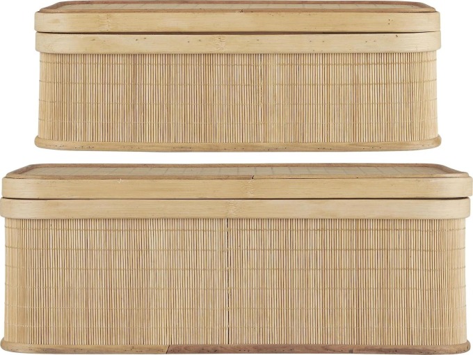 IB LAURSEN Úložný box Loose Lid Oblong Bamboo větší, přírodní barva, dřevo