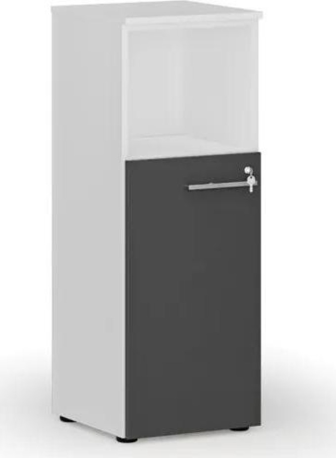 Kombinovaná kancelářská skříň PRIMO WHITE, 1087 x 400 x 420 mm, bílá/grafit