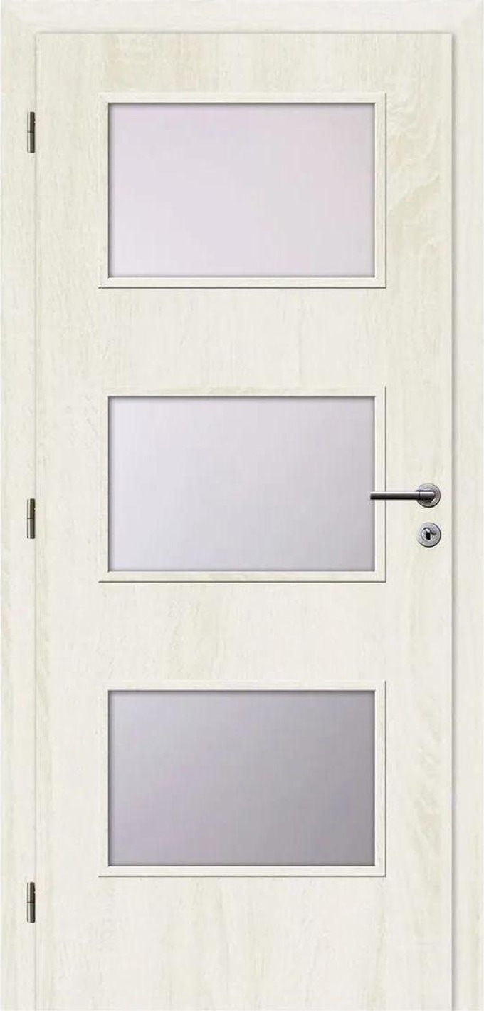 Solodoor Interiérové dveře Etta 6, 80 L, 850 × 1985 mm, fólie, levé, Andorra white, prosklené