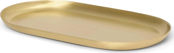 ferm LIVING Kovový tác Basho Brass Oval, zlatá barva, kov