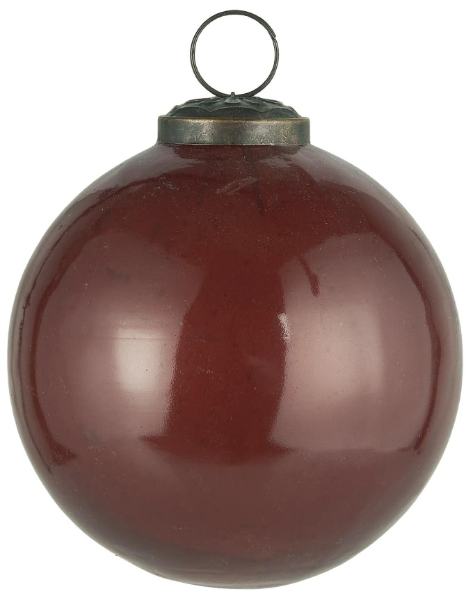 IB LAURSEN Vánoční baňka Pebbled Coral Almond 9,5 cm, červená barva, hnědá barva, sklo