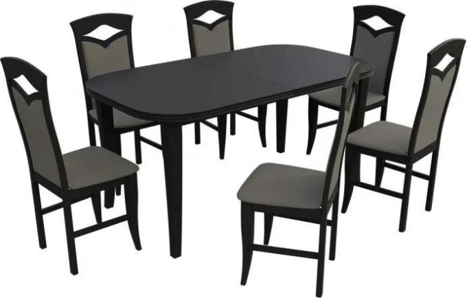Jídelní set pro 6 osob - RK004, Barva dřeva: wenge, Potah: ekokůže Soft 029