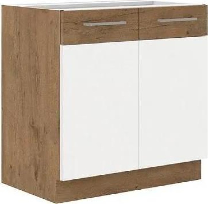 Kuchyňská skříňka pod dřez Woodline 80 ZL 2F BB, Barva: Dub lancelot / bíly lesk, Umyvadlo: ano