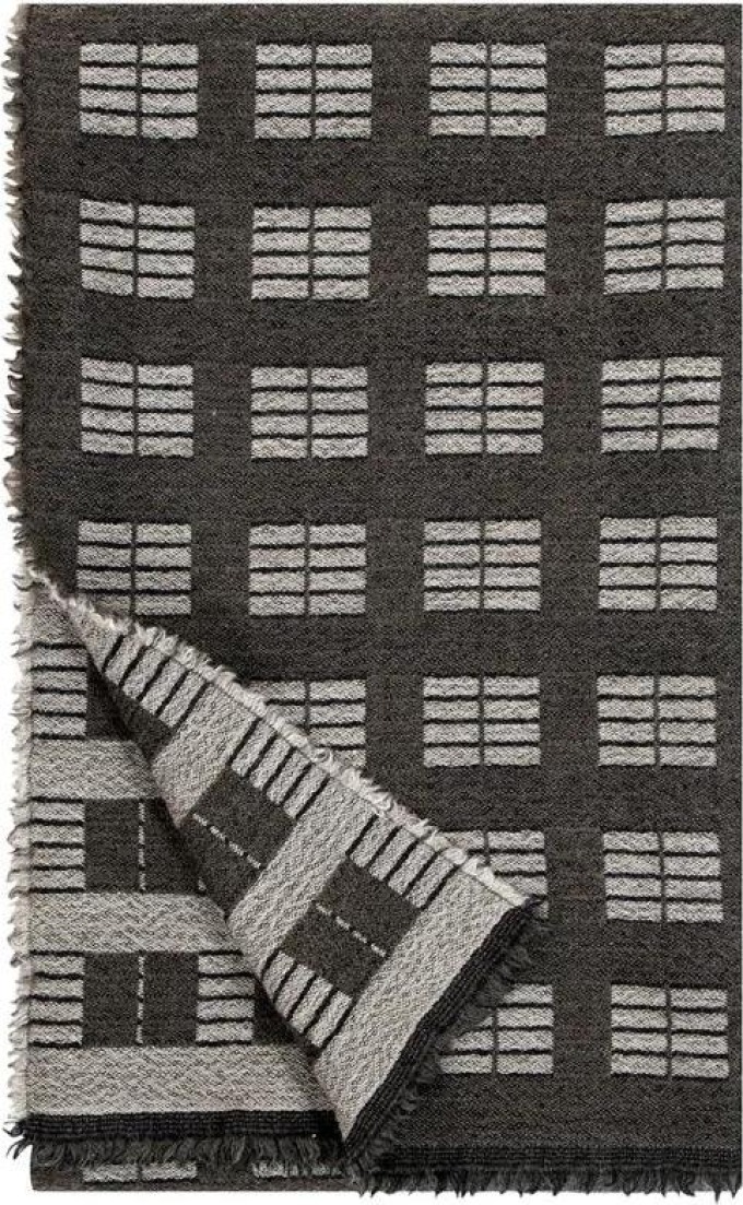 Vlněná deka Töölö 140x180, černo-bílá