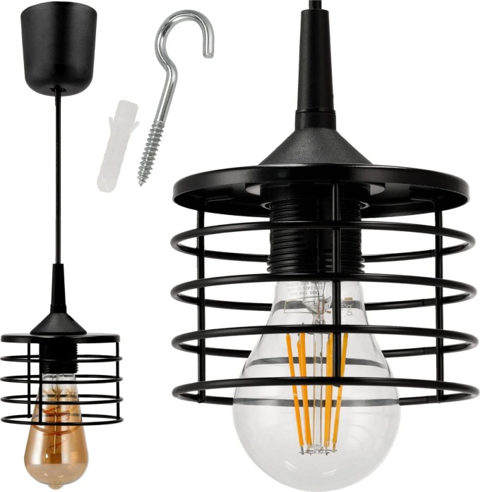 BERGE Lustrová závěsná lampa SPRING - černá - E27