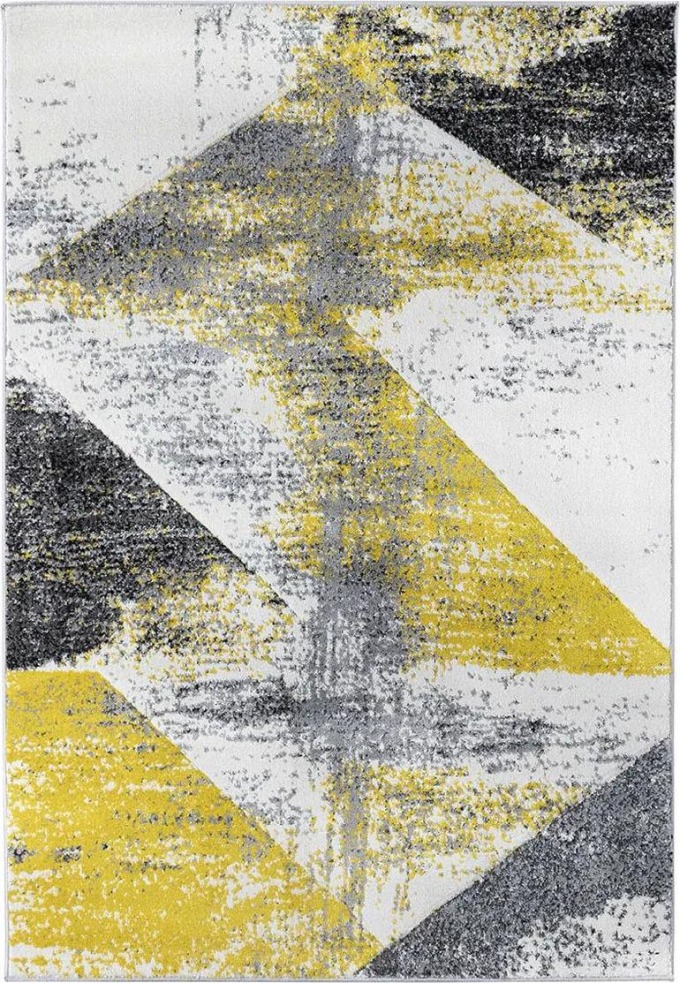 Koberce Breno Kusový koberec ALORA A1012 Yellow, Žlutá, Vícebarevné, 80 x 150 cm - Kusový koberec ALORA s geometrickými obrazci a trojrozměrnými vzory, vhodný pro moderní bytové doplňky