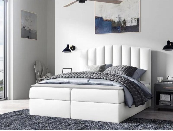 Kontinentální postel Beatriz, Rozměr postele: 180x200, Barva:: ekokůže Soft 017 (bílá)