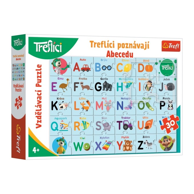 Trefl Puzzle Treflíci poznávají abecedu, 30 dílků