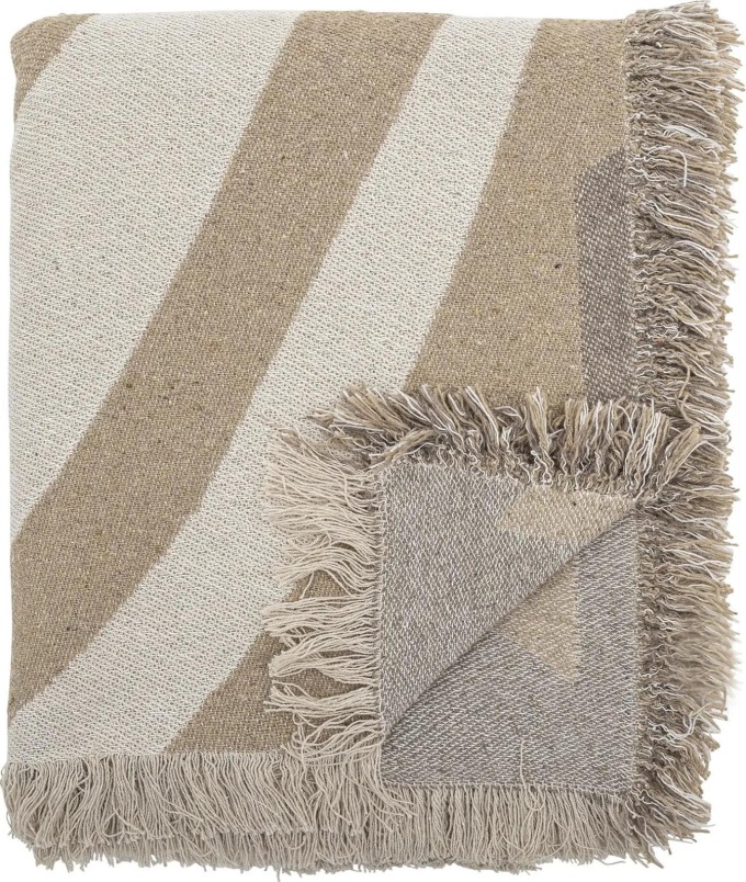 Bloomingville Přehoz z recyklované bavlny Orinoco 160 x 130 cm, béžová barva, textil