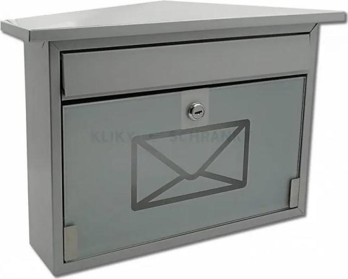 Stříbrná poštovní schránka s průhledným sklem