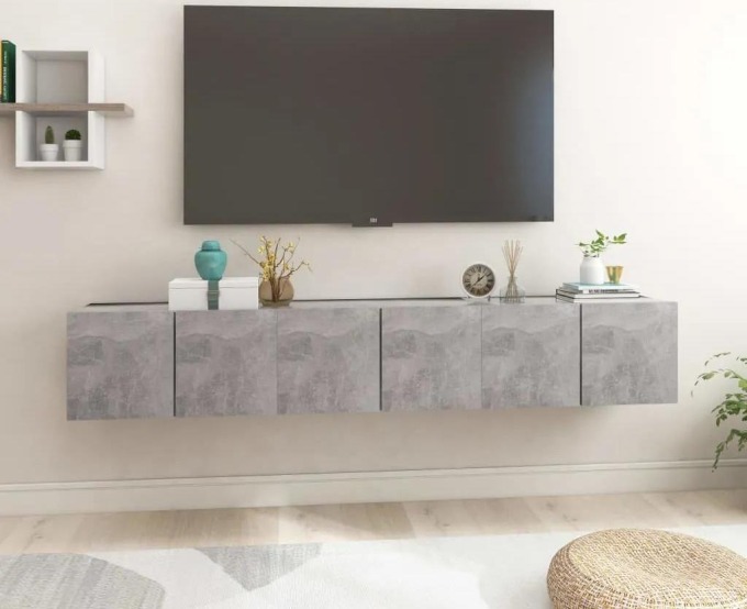 vidaXL Závěsné TV skříňky 3 ks betonově šedé 60 x 30 x 30 cm