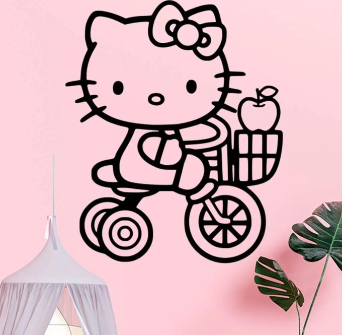 Živá Zeď Samolepka na zeď Kočička Hello Kitty Barva: černá