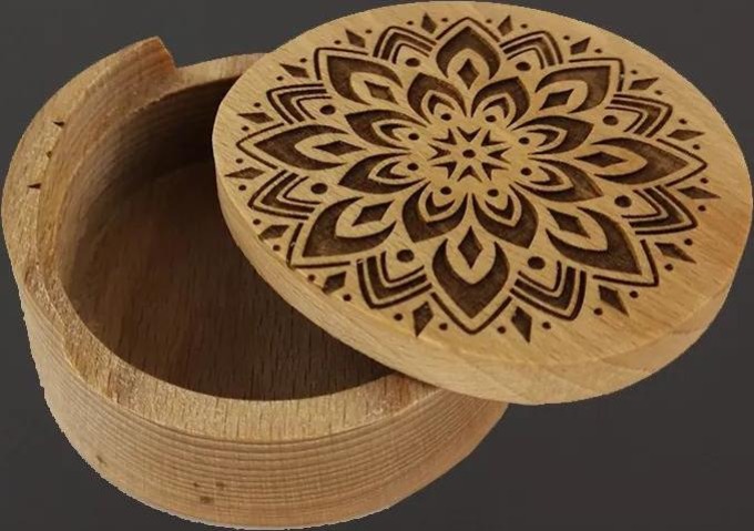 AMADEA Dřevěná krabička kulatá mandala, masivní dřevo, 8 cm, český výrobek
