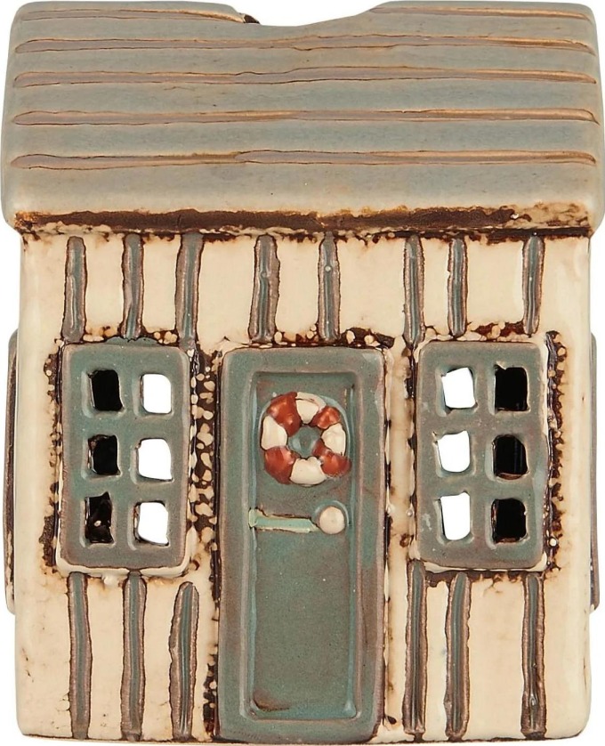IB LAURSEN Keramický svícen House Løkken Cream/Grey door, béžová barva, šedá barva, keramika