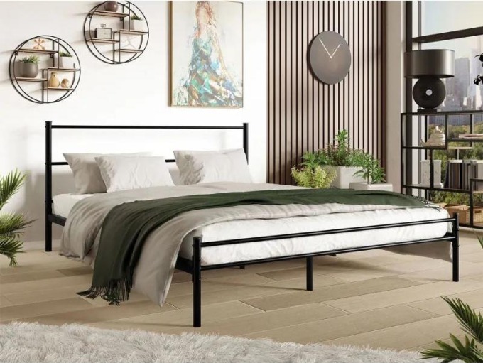 Kovová postel s rámem Bengrio 0501, Rozměr postele: 160x200, Barva: Černá