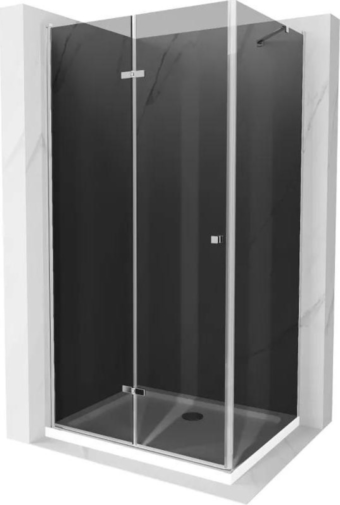 Mexen Lima skládací sprchový kout 70 x 120 cm, Grafitově černá, Chromovaná + sprchová vanička Flat, Bílá