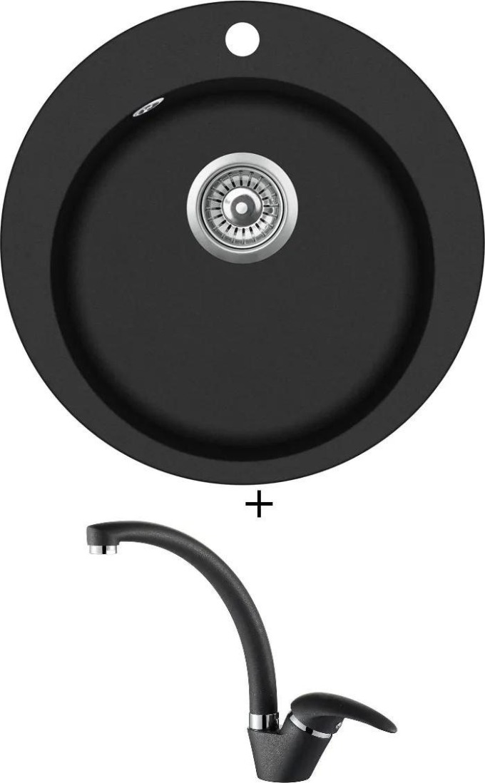 SET Aquastone RONDO 20 černá metalická + Aquastone AQ 2861 černá metalická