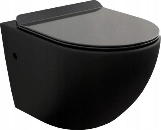 Závěsné WC MEXEN LENA RIMLESS - černé lesklé + Duroplast sedátko slim