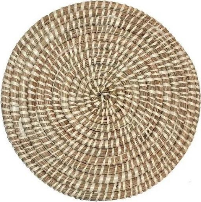 Silné prostírání vyrobené z rýžové slámy, přírodní barva, průměr 20 cm, výška 1,5 cm
