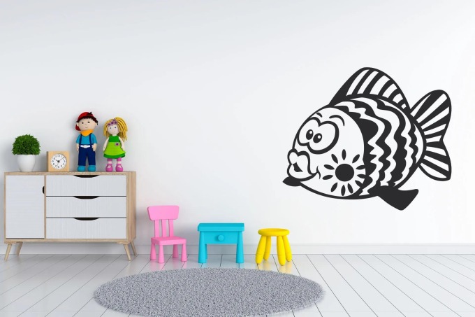 Lepy.cz Samolepka na zeď Ryba Velikost (šířka x výška): l20x101cm, Barevná varianta: Krémová