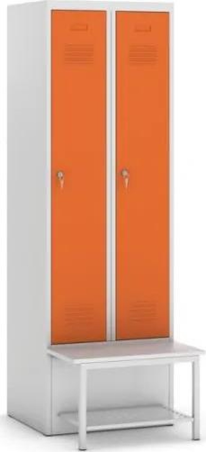 Kovos Šatní skříňka s lavičkou a policí, oranžové dveře, cylindrický zámek