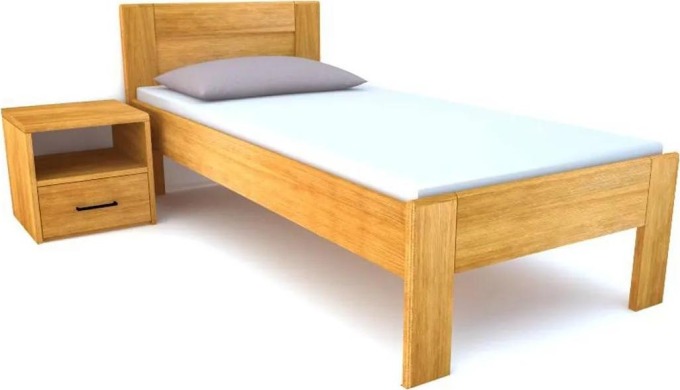 Postel Postelia MONAKO 90x200 cm, Buk - dřevěná postel z masivu o šíři 2,8 cm