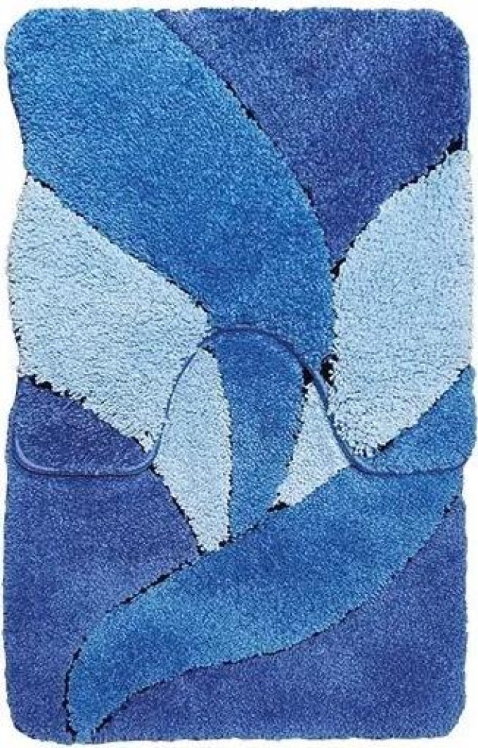 Vesna | Koupelnová předložka JACARD modrá 50x80 cm +50x50 cm výkroj