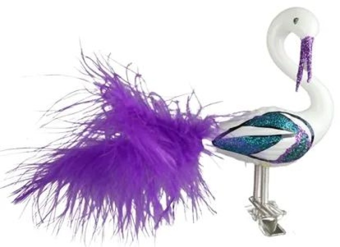 Bílá labuť s fialovým peřím