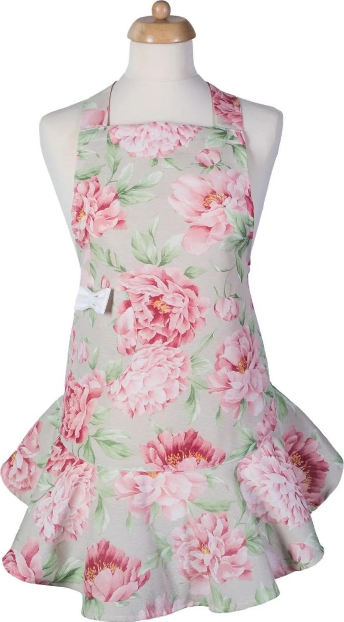 Elegantní květinová zástěrka s mašlikou a nastavitelným vázáním, vyrobená v České republice