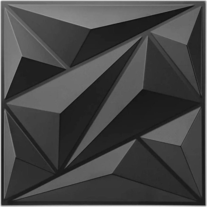 Obkladové panely 3D PVC Iceberg black rozměr 500 x 500 mm, tloušťka 1 mm