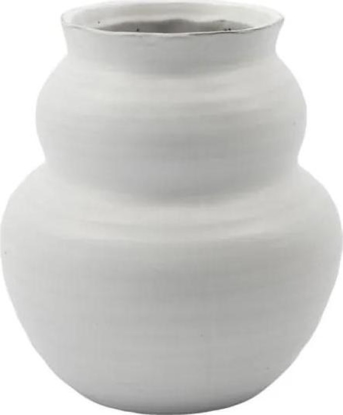 House Doctor Keramická váza Juno White 19 cm, bílá barva, keramika